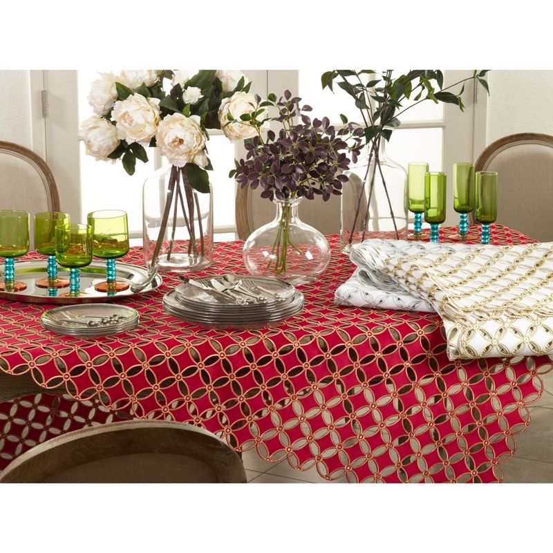 Saro Lifestyle Dining Placemat With Christmas Tree Cutwork (Set of 4), 14"x20", Red, 3 of 4