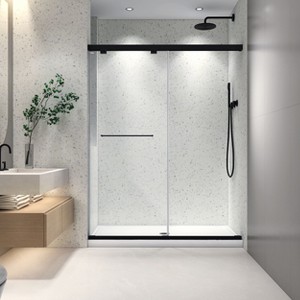 VYNXARIA 54*76 Inch North American Frameless Double Sliding Matte Black Shower Door With Adjustable Soft Closing Function 8mm Tempered Glass - 1 of 4