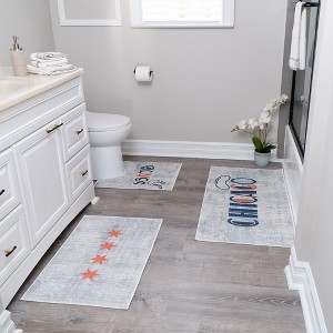 Bathroom Rugs 3 Piece Set - Non-Slip Ultra Thin Bath Rugs for Bathroom Floor - US States - 1 of 4