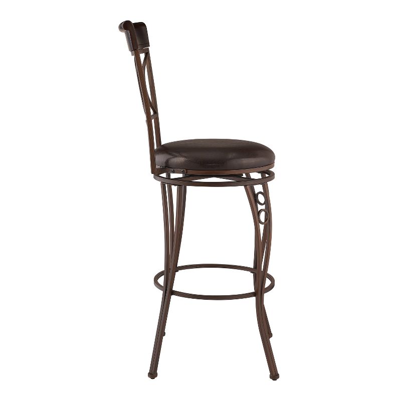 29.9&#34; Circles Back Upholstery Swivel Seat Barstool Metal/Brown - Linon, 5 of 15