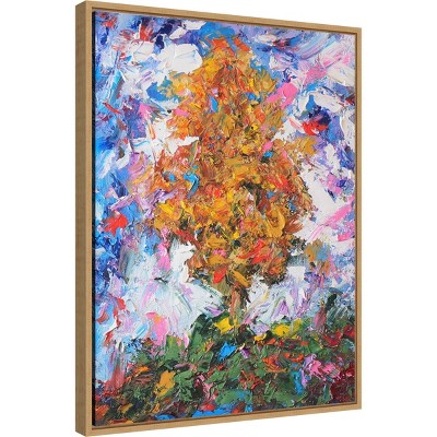 Vibrant Abstract Tree Canvas Wall Art with Float Frame