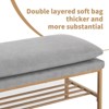 Lyngins Shoe Bench with Cushion and Shelf,Linen Upholstered Storage Bench with Metal Legs,End of Bed Bench for Living Room,Entryway,Bedroom,300 LB - 3 of 4