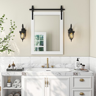 Farmhouse Rectangle Framed Wall Vanity Tempered Glass Mirror for Entrance, bathroom,livingroom