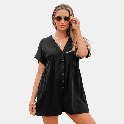 Women's Chic Button-Down Beach Romper - Cupshe