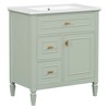 30-Inch Bathroom Vanity with Sink Bathroom Vanity Cabinet with One Flip Drawer and Two Drawers Adjustable Shelf Solid Wood and MDF White - 3 of 4