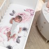 Lambs & Ivy Floral Garden Pink/White Watercolor Cotton Baby Fitted Crib Sheet - 3 of 4