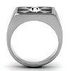 Slickblue Men’s Polished Stainless Steel Ring with Round Clear Synthetic Crystal, Black and White Design, Size 8-13 - 3 of 4