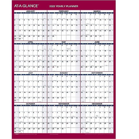 At-A-Glance 2022 16" X 12" Yearly Calendar Compact White Pm330B-28-22 : Target
