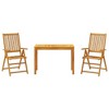 vidaXL 3 Piece Solid Acacia Wood Patio Dining Set - Folding Chairs & Table for Outdoor Garden/Deck/Balcony - 43.3"x21.7"x29.5" - 3 of 4