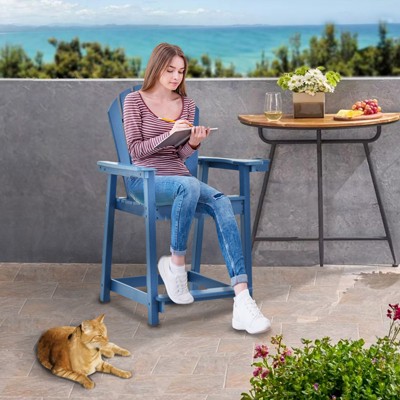 Maggift Patio Accent Chairs, Outdoor Tall Adirondack Chair with High Back, Widened Arms for Backyard, Garden, Yard, Blue, 27.95"*27.09"*45.83"