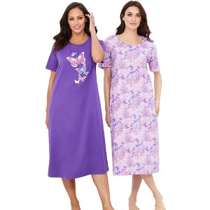 Dreams & Co. Plus Size 2-Pack Long Sleepshirts - 1 of 4