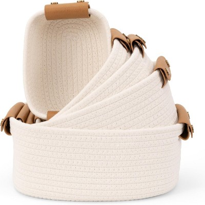BRINJOY Beautiful Storage Basket Set of 5 - Sturdy Cotton Rope Baskets for Shelves Are Perfect for Organizing Your Home