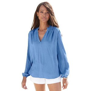 Women's Ruffle Detail Blouse Shirt - LASCANA - 1 of 4