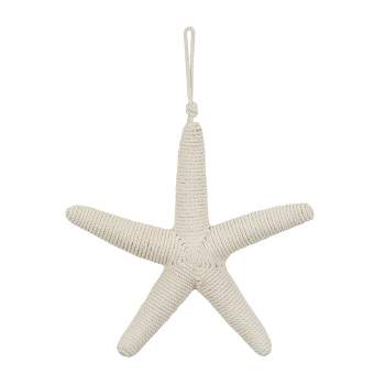 13"x13" Jute Starfish Handmade Wrapped Wall Decor with Hanging Rope - Olivia & May
