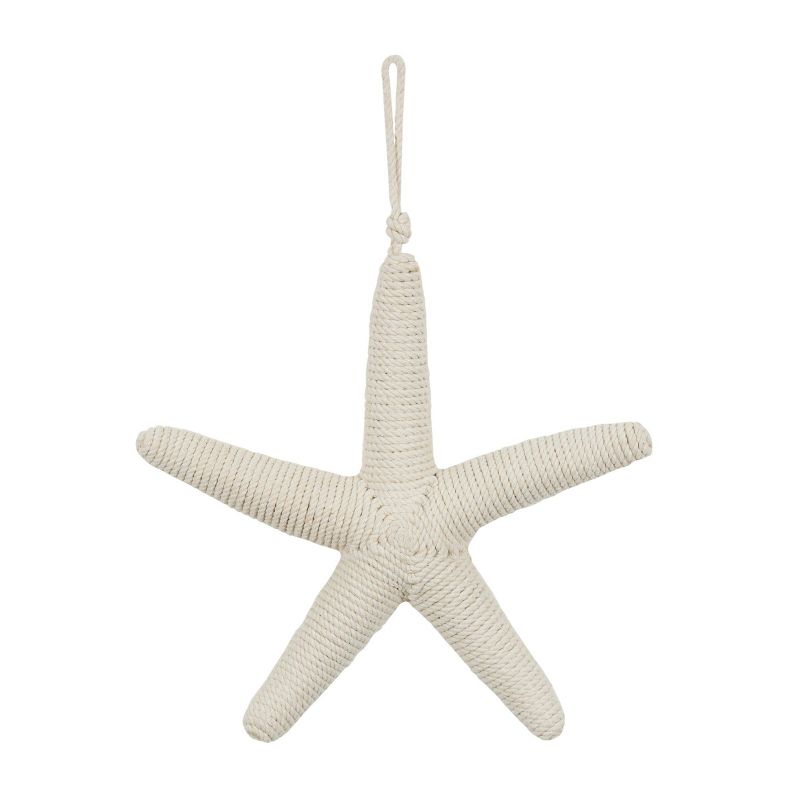 13"x13" Jute Starfish Handmade Wrapped Wall Decor with Hanging Rope - Olivia & May, 1 of 9