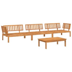 vidaXL Patio Pallet Sofa Set - Outdoor Conversation Furniture 4 Piece Solid Acacia Wood - Garden/Patio/Terrace Seating with Slatted Design - 1 of 4