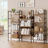 Industrial Bookcase,Triple Wide 4 Tiers Industrial Bookshelf with 11 Open Display Shelves,Open Record Player Shelves with Metal Frame for Living Room - 2 of 4
