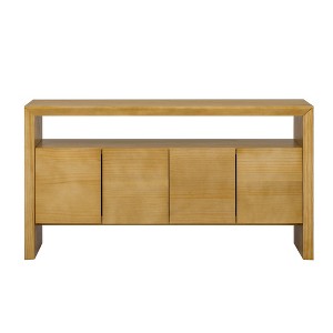 Luxystar Modern Sideboard Buffet Cabinet with 4 Door and Open Shelf Console Table, Natural - 1 of 4