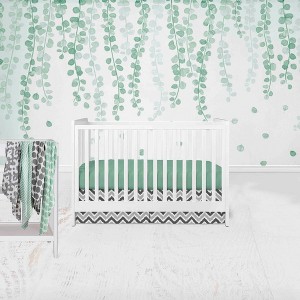Bacati - Ikat Chevron Mint Gray 6 pc Crib Set with 4 Muslin Swaddle Blankets - 1 of 4