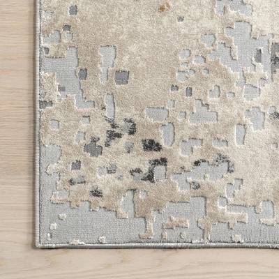 Gray Abstract Synthetic Easy Care Rectangular Area Rug 6'7" x 9'