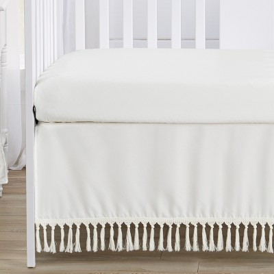 Ivory Microfiber Boho Dot Toddler Comforter with Macrame Fringe