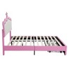 PAGED Bed Frame with LED Lights, Modern Upholstered Princess Bed with Crown Headboard and 2 Drawers, Easy Assembly - 4 of 4