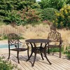 vidaXL Bistro Set Patio Table and Chair Bistro Table Outdoor Cast Aluminum - Bronze - 2 of 4