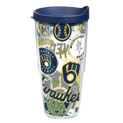 Mlb Milwaukee Brewers 24oz Skinny Tumbler With Straw : Target