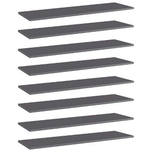 vidaXL Bookshelf Boards 8 pcs High Gloss Gray 39.4 in.x11.8 in.x0.6 in. Engineered Wood - 1 of 4