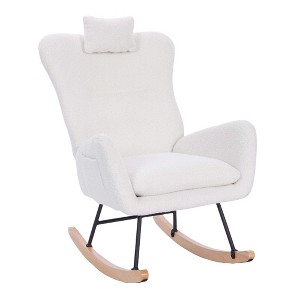 ORRD Teddy Upholstered Nursery Rocking Chair for Living Room Bedroom (Dark Grey Teddy) - 1 of 4