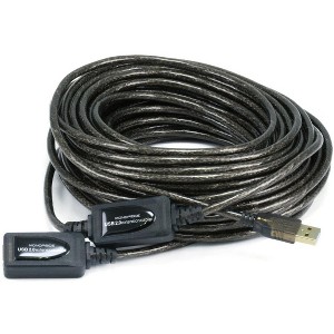 Monoprice USB 2.0 Extension Cable - 65 Feet - Black | USB Type-A Male to Type-A Female, Active, 26/22AWG, Repeater, Kinect, and PS3 Move Compatible - 1 of 4