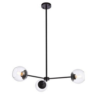 Elegant Lighting Briggs 32 inch pendant in black with clear shade