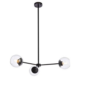 Elegant Lighting Briggs 32 inch pendant in black with clear shade - 1 of 4