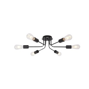 Modern Sputnik Chandelier 6 Light Semi Flush Mount Ceiling Lighting Cotemporary Industrial Brushed Nickel Ceiling Fixture - 1 of 4