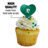 Illinois Wesleyan University Primary Logo Heart Love Cupcake Picks Toppers Decoration Set of 6 - 3 of 4