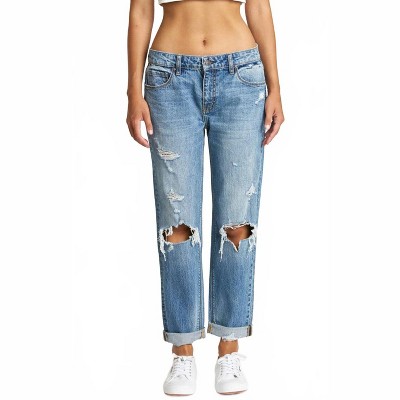 Women's Ghosted Mid Rise Girlfriend Jeans - eunina 11