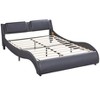 Queen Bed With LED Lights, Faux Leather Upholstered Bed Frame, Wood Slat Support No Box Spring Needed, Modern Wave-Like Bed Frame Bedroom - 4 of 4