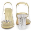 Perphy Women's Clear Slingback Rhinestone Peep Toe Block Sandal Heels - 3 of 4