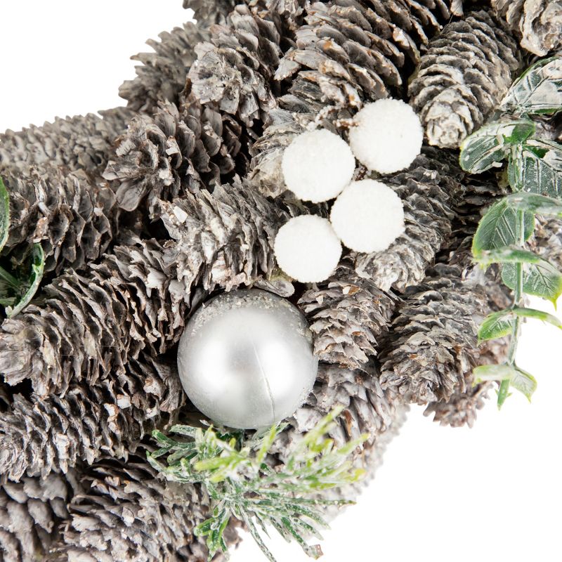 Northlight White Berry and Pinecone Foliage Christmas Ornament Wreath, 12.5-Inch, Unlit, 3 of 4