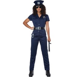 Police Fitted Shirt Embroidered Patches Halloween Costume Top Adult Women 