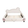 NicBex Velvet Upholstered Platform Bed Frame with Bear-Shaped Headboard and Bed-End Storage Pocket,Wood Slat Support,Easy Assembly,Beige/Gray - 3 of 4