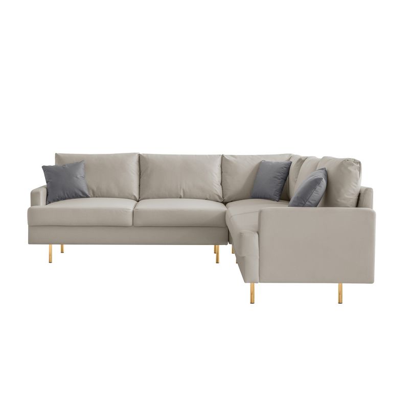89.8" L-Shaped Corner Sectional Technical Leather Sofa with Pillows 4A - ModernLuxe, 2 of 13