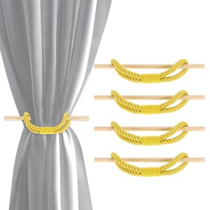 Unique Bargains Cotton Hand-Woven Decorative Drape Curtain Tiebacks with Wood Club - 1 of 4