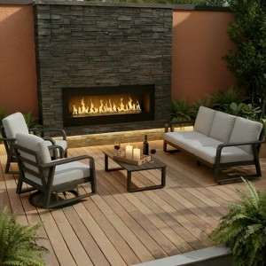 SUGOLD 4-Piece Aluminum Patio Conversation Set with Coffee Table and Swivel Chair - 1 of 4