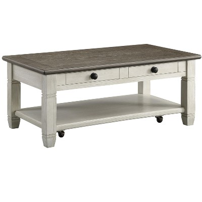 NicBex 48 Inch Rectangle Coffee Table with Casters and 2 Drawers for Living Room,Dining Room,Bedroom