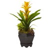 Nearly Natural Bromeliad in Black Hexagon Planter, Red - 2 of 2