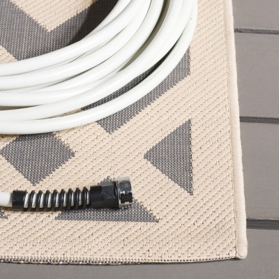 Courtyard Grey and Bone Rectangular Synthetic Area Rug