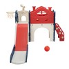 Infurnic Baby Activity Gyms 6-in-1 Kids Playground, Toddler Slide with Aisle, Tunnel, Climber, Basketball Hoop, Multicolored, 38"*14"*21" - 2 of 4