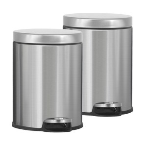 FDW Sleek Stainless Steel Pedal Trash Can 6L/1.6 Gallon Garbage Can with Removable Inner Basket Hygienic, Quiet and Durable for Home or Office - 1 of 4