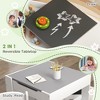Lirago Kids Wood Table and 2 Chairs Set Children Activity Table Toddler Furniture Set with Reversible Blackboard Storage and Bookshelves Gray - 3 of 4